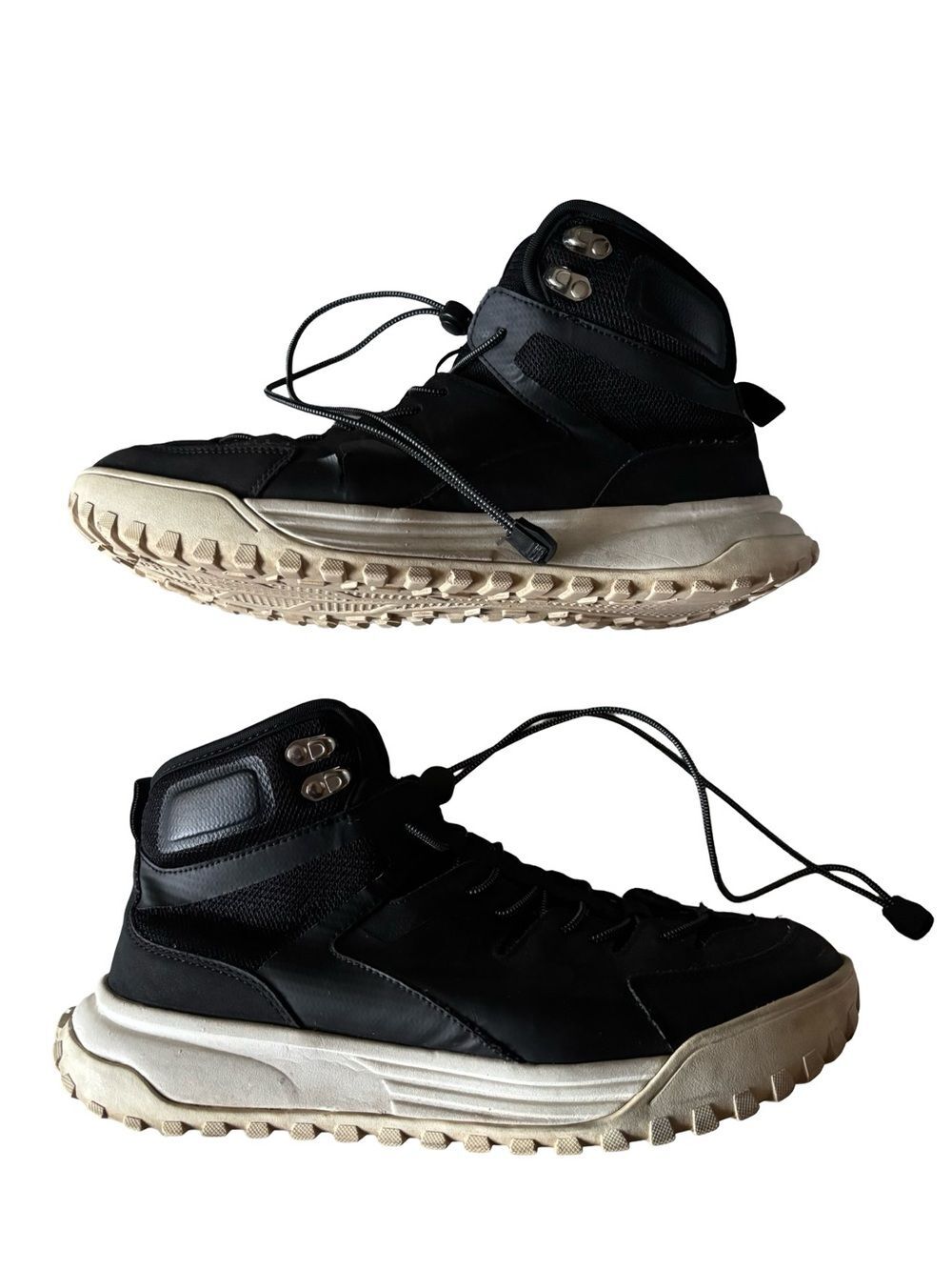 Hybrid Green Label Black High-Top Suede Sneakers with Cream Platform Sole